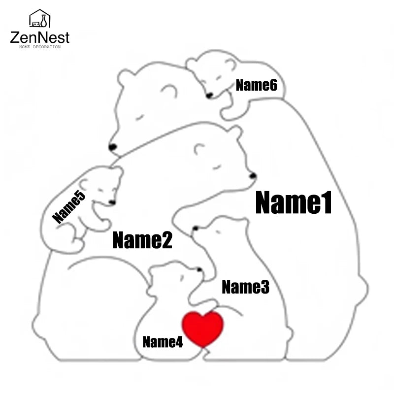 Little Bear Family Personalized Name Puzzles