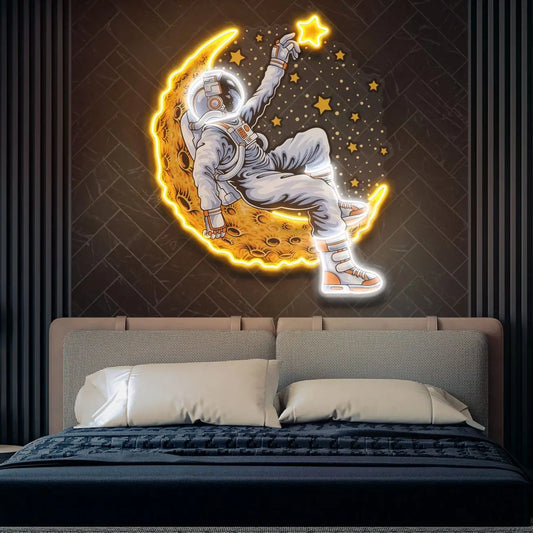 Neon Astronauts on Moon