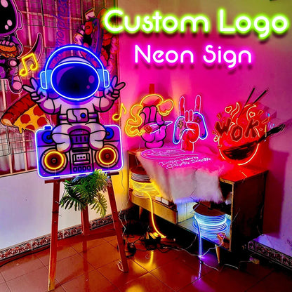 Neon Astronauts on Moon