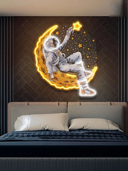 Neon Astronauts on Moon