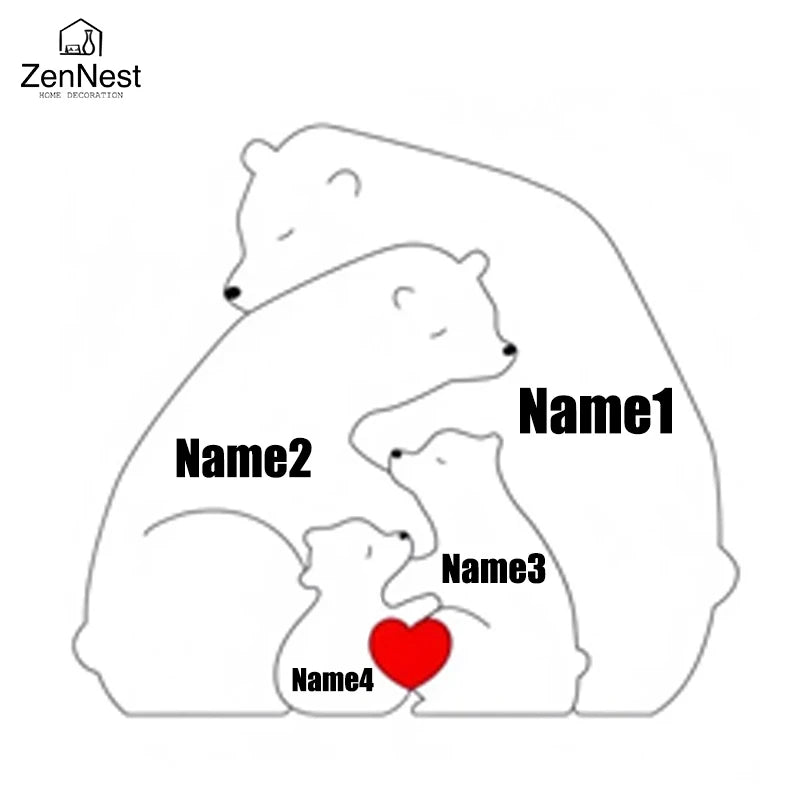 Little Bear Family Personalized Name Puzzles