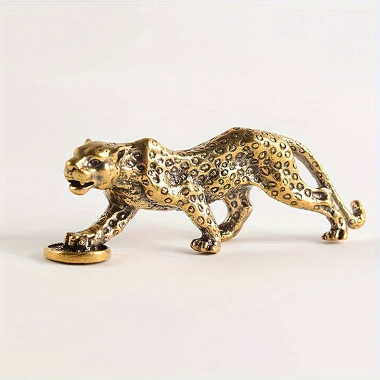 Vintage Brass Metal Leopard Ornament