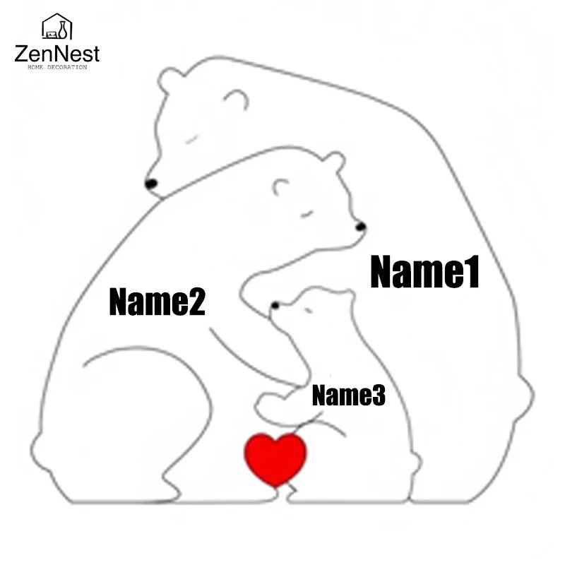 Little Bear Family Personalized Name Puzzles